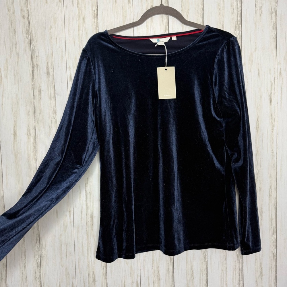 Anthropologie Boden NWT 90s crushed Blue Velvet Top